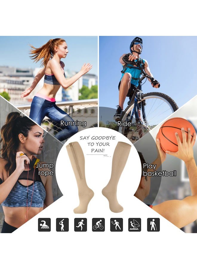 cerpite Zipper Compression Socks, 2 Pairs 15-20 mmHg Closed Toe Compression Stockings for Men Women，Suit for Running - Image 4
