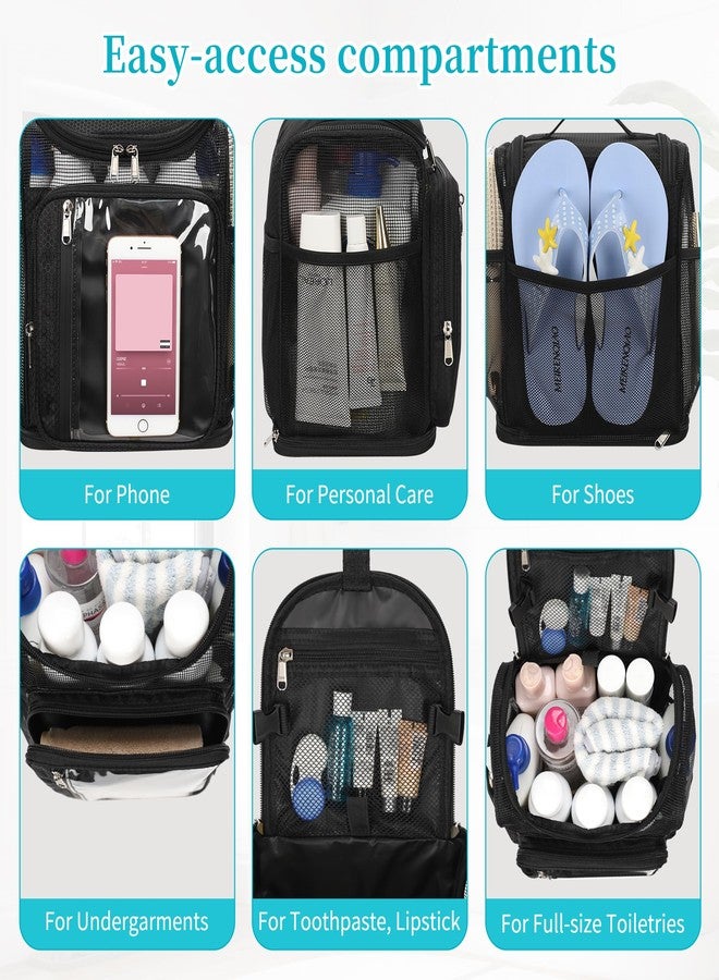 Bagmoly Hanging Shower Caddy Portable - Travel Toiletry Bag for Men & Women, Large Capacity Caddy Dorm Basket, Quick Dry Toiletry Tote Bag with Stain Resistant Bottom for Bathroom, Beach, Camp, Gym - Image 3