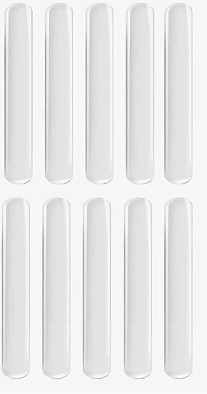 DORMICO Cabinet Door Bumpers Clear Rubber Furniture Bumper Strips 6cm Length, Adhesive Glass Table Top Non Slip Pads Stoppers, Noise Dampening Bumper Pads for Drawers (Pack of 10) - Image 1