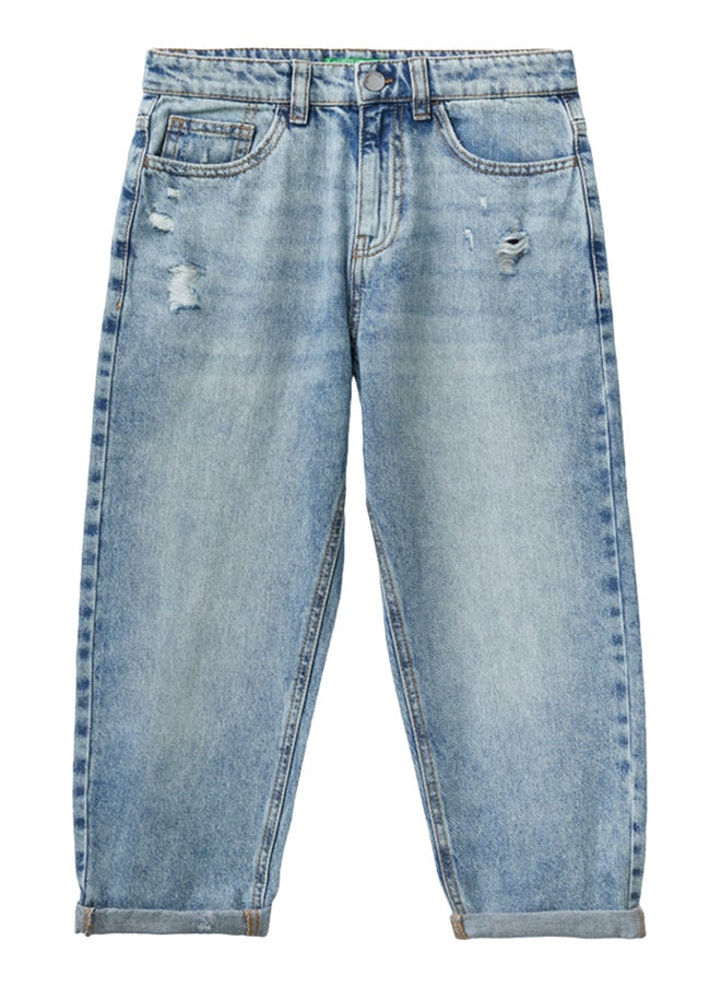 Benetton - Balloon Fit Jeans With Rips - Image 1