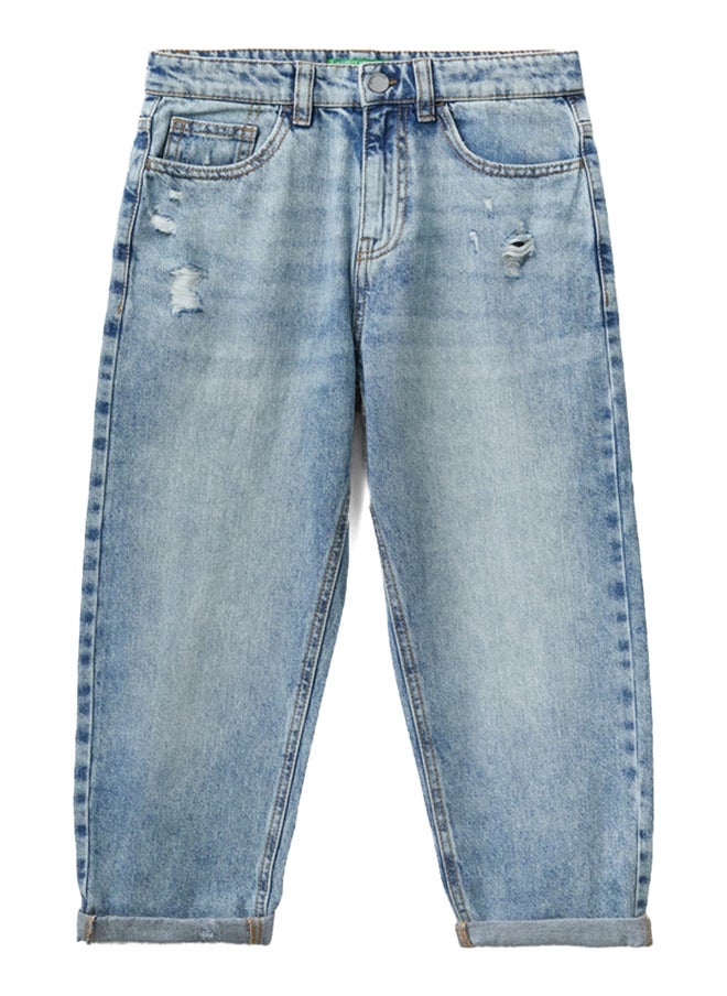Benetton - Balloon Fit Jeans With Rips - Image 1