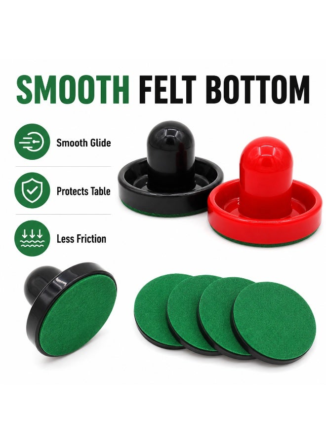 SRLIWHITE Air Hockey Striker & Puck Set, Red & Black Tabletop Game Accessories (4 Pushers, 4 Felt Pads, 8 Pucks) - Image 3