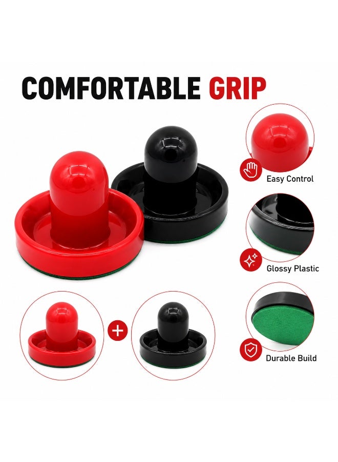 SRLIWHITE Air Hockey Striker & Puck Set, Red & Black Tabletop Game Accessories (4 Pushers, 4 Felt Pads, 8 Pucks) - Image 2
