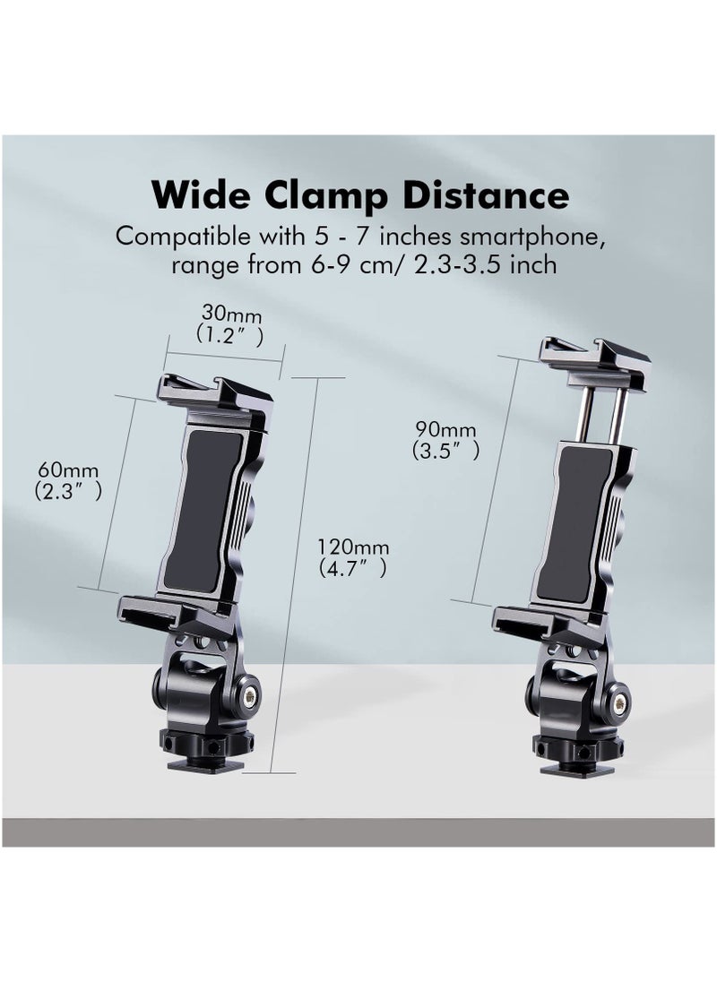 KASTWAVE - Metal Phone Tripod Mount with Rotating Cold Shoe 360 Rotate and Tilt Angles,Compatible with iPhone Samsung Smartphone Holder Adapter, Desktop Tripod for Cell Phone,Video Live Streaming Vlogging Rig - Image 1