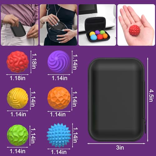 BUSOHA Silicone Fidget Balls 6 Pack Fidget Toys Stress Balls for Adults Sensory Stone Travel Toys for CalmingAutism and ADHDGifts for Teens - Image 5