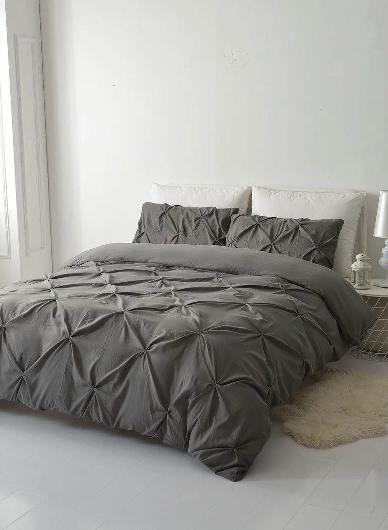 Noire Edit Grey Patterned King Bedding Set