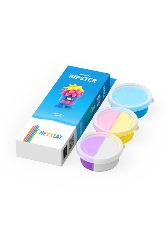 HEY CLAY - DIY Hipster Plastic Creative Modelling Air-Dry Clay For Kids 3 Cans - Image 1
