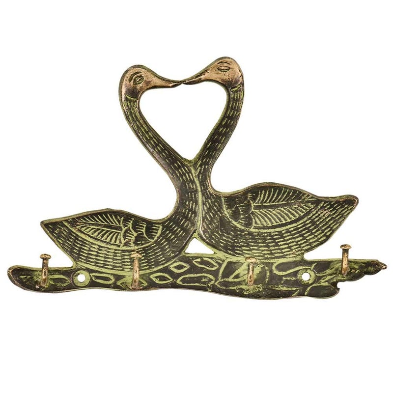 Indian-Shelf IndianShelf 1 Pieces Key Holder Swan Vintage Brass Decorative Wall Hooks for Hanging Unique Coat Rack Wall Mount Antique Towel Hangers Antique - Image 1