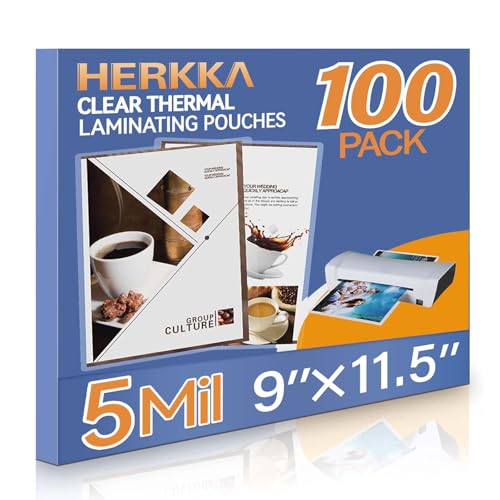 HERKKA 100 Pack Laminating Sheets, Holds 8.5 x 11 Inch Sheets, 5Mil Clear Thermal Laminating Pouches 9 x 11.5 Inch Lamination Sheet Paper for Laminator, Round Corner Letter Size - Image 1