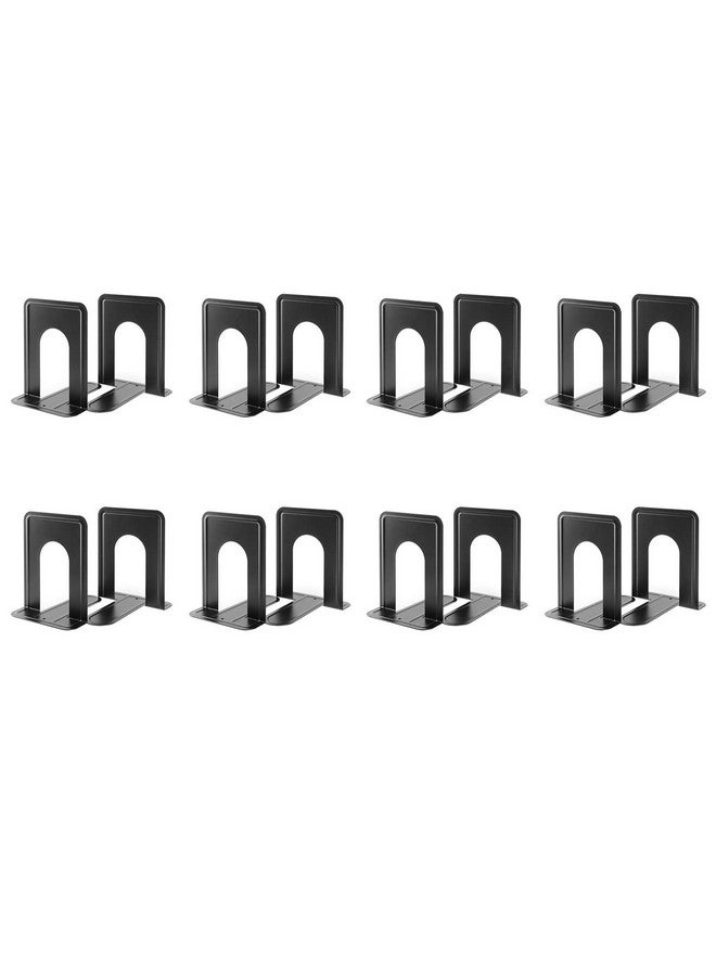 MaxGear Book Ends Universal Premium Bookends For Shelves, Non-Skid Bookend, Heavy Duty Metal Book End, Book Stopper For Books/Movies/Cds/Video Games, 6 X 4.6 X 6 In, Black (8 Pairs/16 Pieces, Large) - Image 1