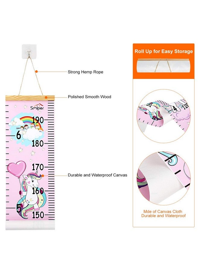 Smlper Growth Chart for Kids,Child Height Chart Ruler for Wall,Wood Frame Fabric Canvas Height Measurement Ruler for Kids Nursery Room,Removable Wall Decor 79"x7.9" - Image 2