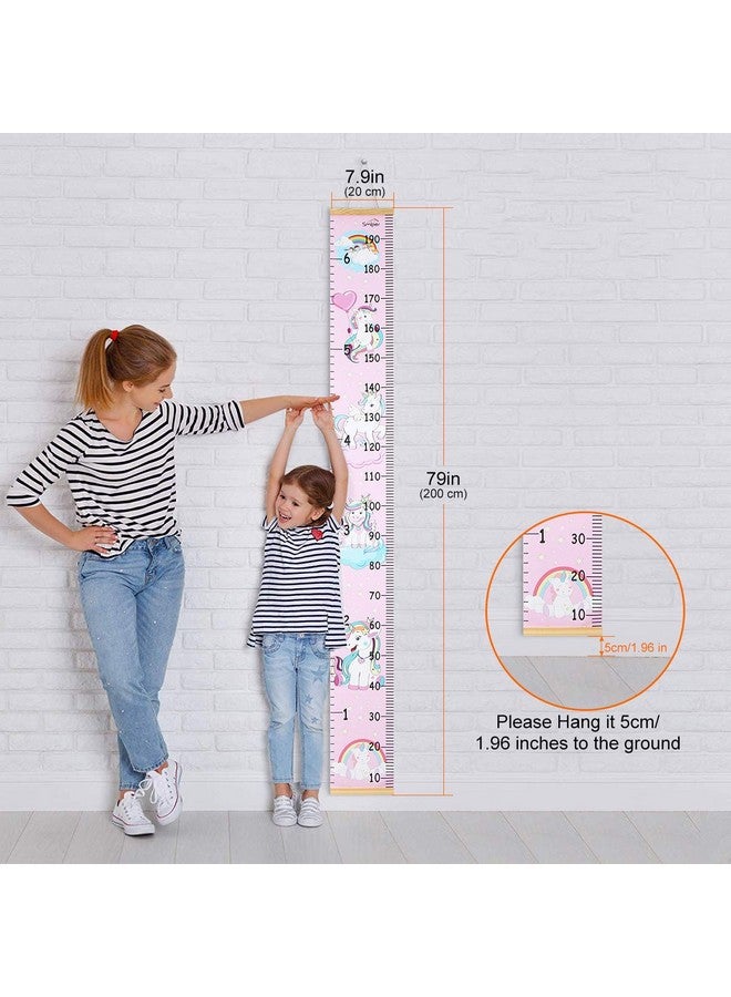Smlper Growth Chart for Kids,Child Height Chart Ruler for Wall,Wood Frame Fabric Canvas Height Measurement Ruler for Kids Nursery Room,Removable Wall Decor 79"x7.9" - Image 3