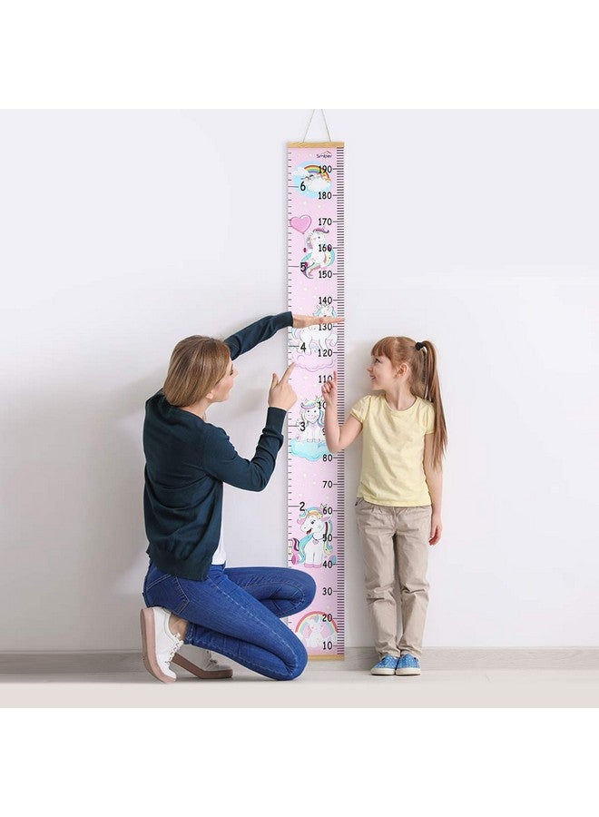 Smlper Growth Chart for Kids,Child Height Chart Ruler for Wall,Wood Frame Fabric Canvas Height Measurement Ruler for Kids Nursery Room,Removable Wall Decor 79"x7.9" - Image 4