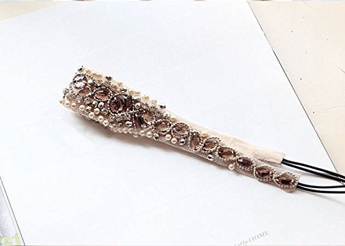 Tvoip Handmade Rhinestone Crystal Bohemia Stylish Crystal Beaded Elastic Fashion Headband (Pack of 1) - Image 5