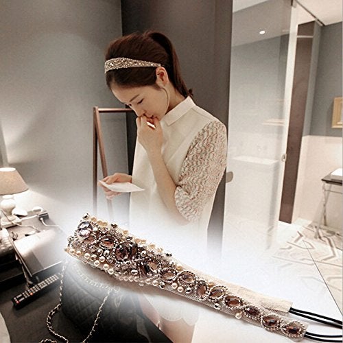 Tvoip Handmade Rhinestone Crystal Bohemia Stylish Crystal Beaded Elastic Fashion Headband (Pack of 1) - Image 3