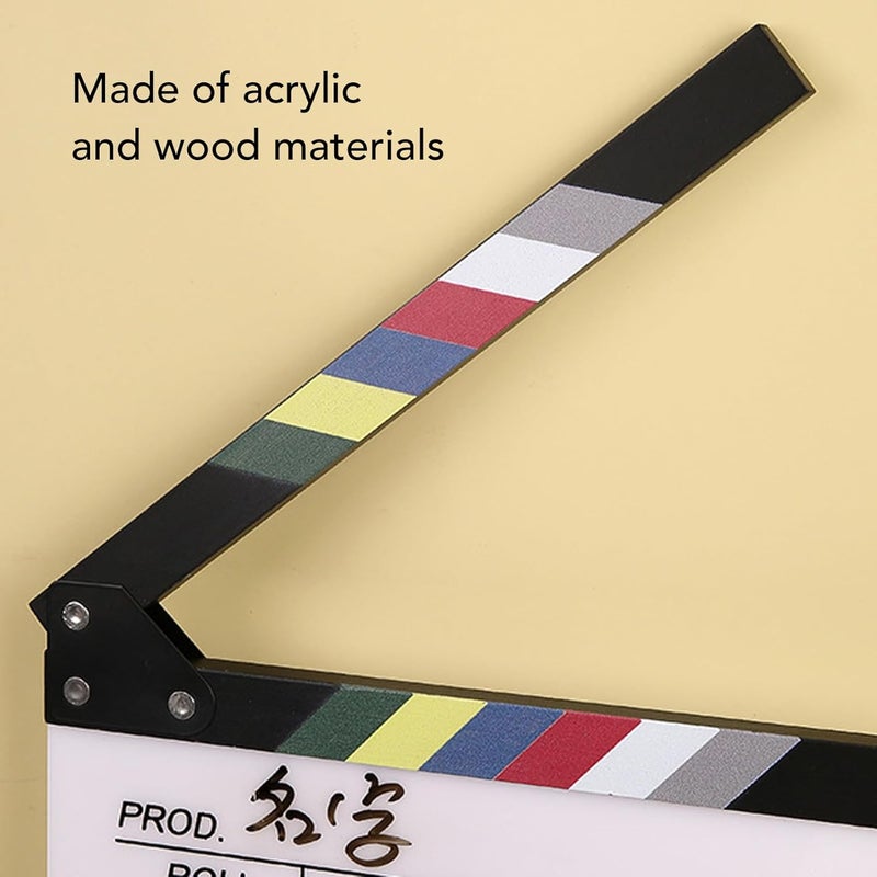 Directors Clapboard Acrylic Wood Home Decor Wide Application Easy Clean Photo Prop Photography Film Clapper Board (20x19.5cm / 7.87x7.68in) - Image 5