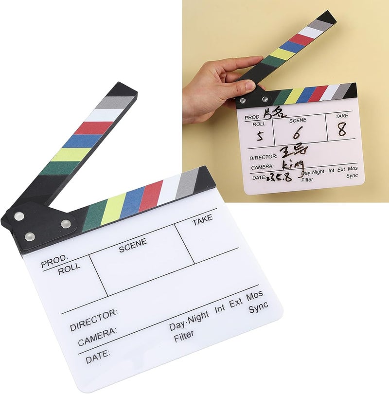Directors Clapboard Acrylic Wood Home Decor Wide Application Easy Clean Photo Prop Photography Film Clapper Board (20x19.5cm / 7.87x7.68in) - Image 2