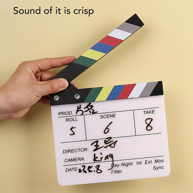 Directors Clapboard Acrylic Wood Home Decor Wide Application Easy Clean Photo Prop Photography Film Clapper Board (20x19.5cm / 7.87x7.68in) - Image 3