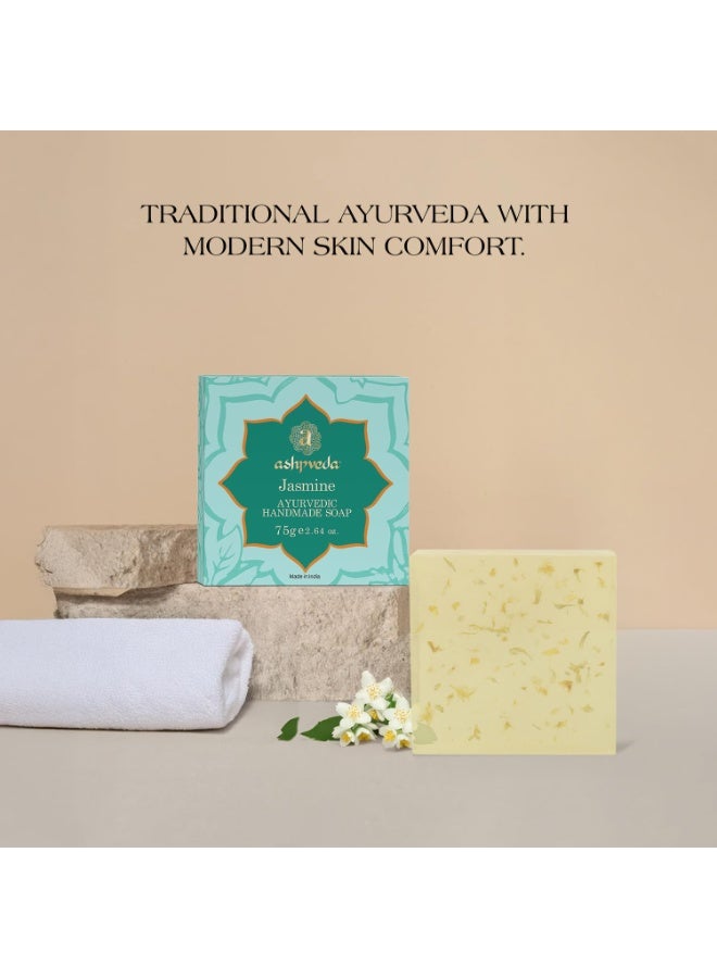 Ashpveda Ayurvedic Jasmine & Mogra Bath Soap Herbal Cleanser, Gentle Skin Care, Natural Scent, Nourishing Bath Bar for Skin Brightening & Moisturizing (75gm) (Pack Of 2) - Image 3