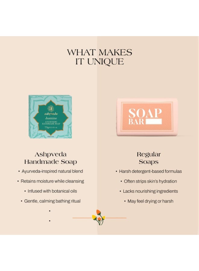 Ashpveda Ayurvedic Jasmine & Mogra Bath Soap Herbal Cleanser, Gentle Skin Care, Natural Scent, Nourishing Bath Bar for Skin Brightening & Moisturizing (75gm) (Pack Of 2) - Image 2