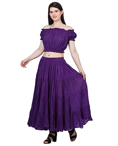Wevez Women's Gypsy 25 Yard Solid Color Cotton Skirt, One Size, Violet - Image 4