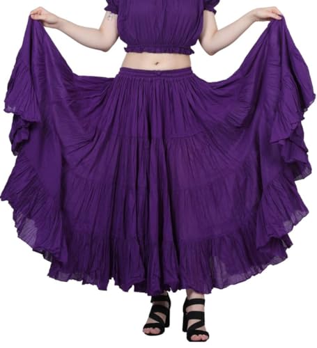 Wevez Women's Gypsy 25 Yard Solid Color Cotton Skirt, One Size, Violet - Image 1