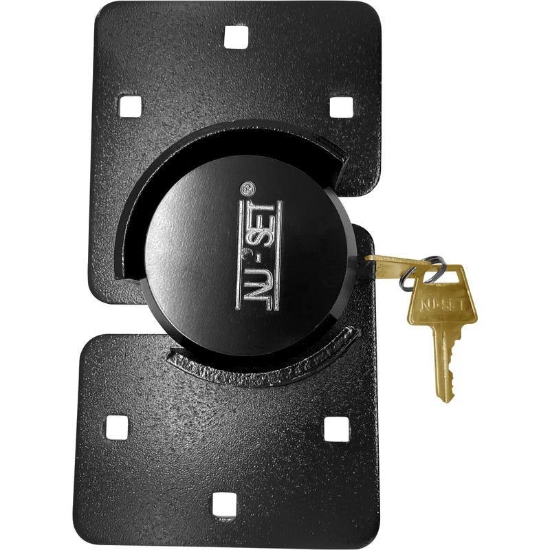 NUSET 53733 one Piece 278 73mm Hockey Reinforced Hidden Shackle Lock Puck Trailer Padlock Solid Steel NUSET 27143 High Security Hasp for Trailer Door 814Inch Black 1 Piece 27233
