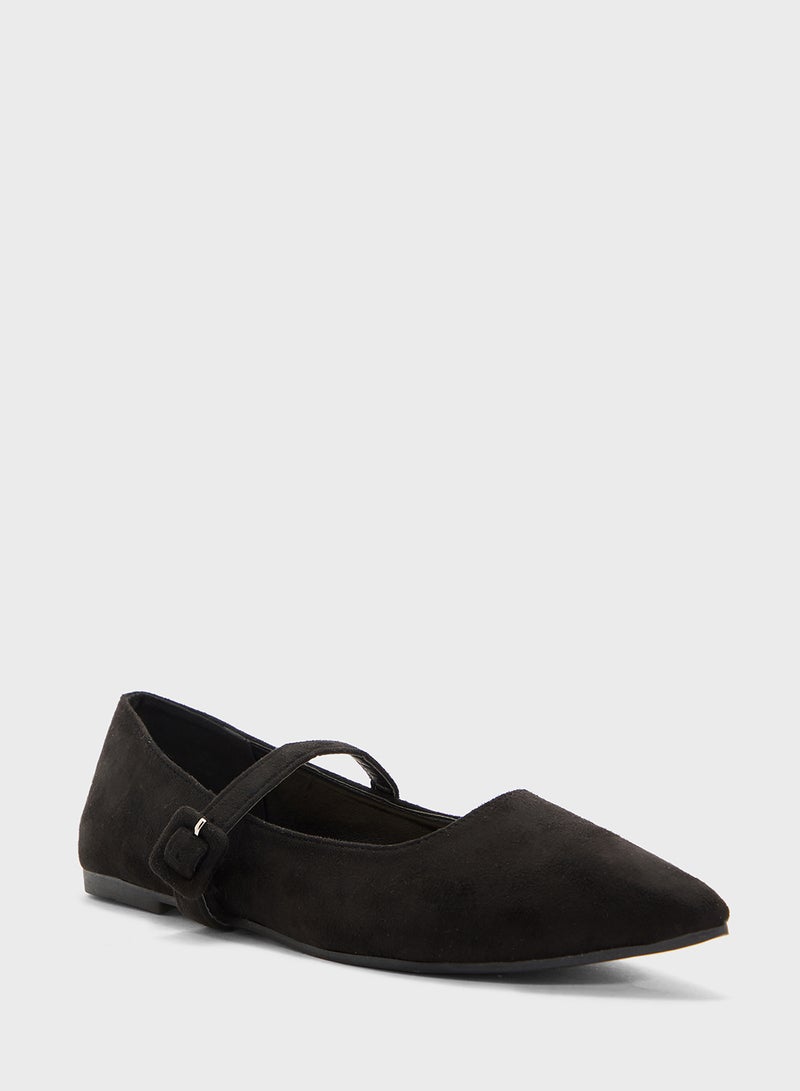 Savannah Collection Classic Pointed Mary Jane Flat  - Image 2