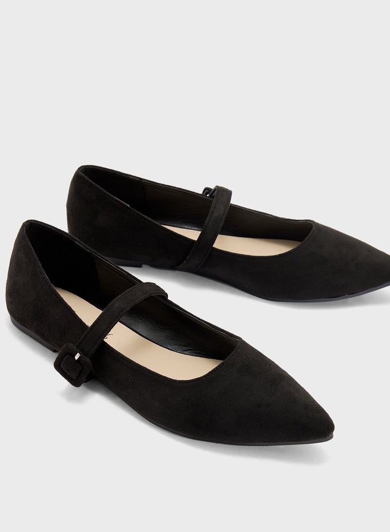 Savannah Collection Classic Pointed Mary Jane Flat  - Image 4