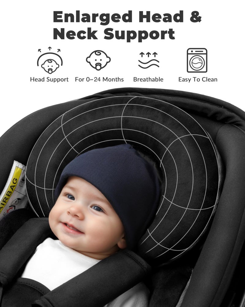 TinlyFinly Infant Car Seat Insert with Removable Cushion for Preemie to Toddler, Reversible Newborn Carseat Insert for Baby Head Body Support, Fits for Stroller, Baby Swing, Bouncer (Pure Black) - Image 3