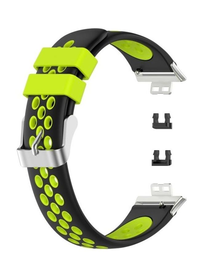 BGM Silicone Replacement Watchband For Huawei Watch Fit Black/Green - Image 1