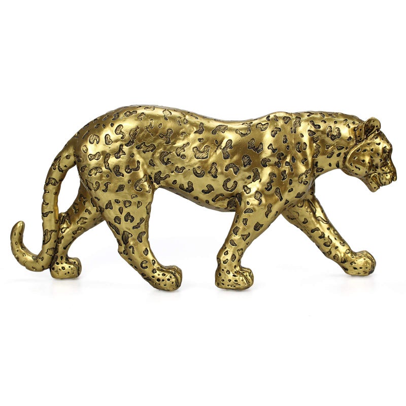 POLYDUKE Modern Polyresin Cheetah Figurine Home Dcor Realistic Antique Classical Leopard Statues Living Room Decor Ornament FiguresGold 71 H