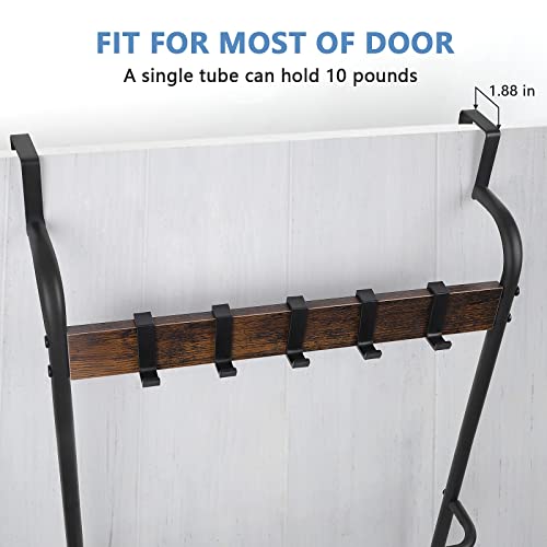 BTY Over The Door Towel Rack Bathroom Behind Door Towel Holder with Hooks 5 Tier Over The Door Towel Bar Hanger Organizer for Bathroom Bedroom Bathroom Accessories, Metal (Black) - Image 3