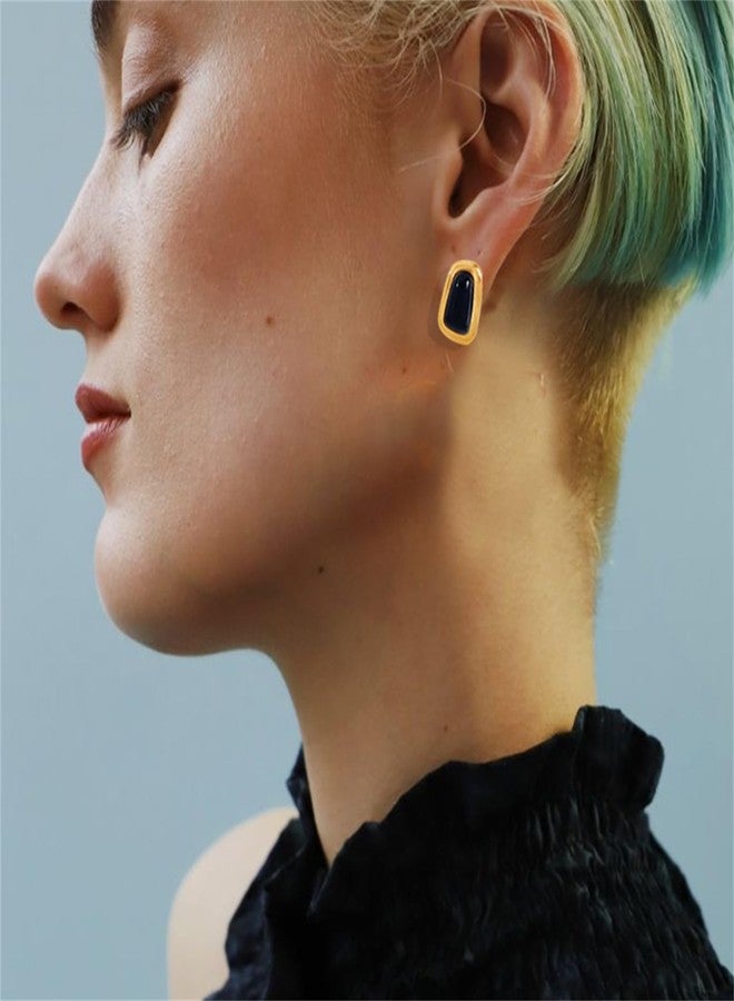 WCRAZYE Chunky Gold Square Earrings for Women Boho Vintage Geometric Stone Earrings Big Square Earring Stainless Steel Statement Geometric Stud Jewelry (Gold) - Image 4