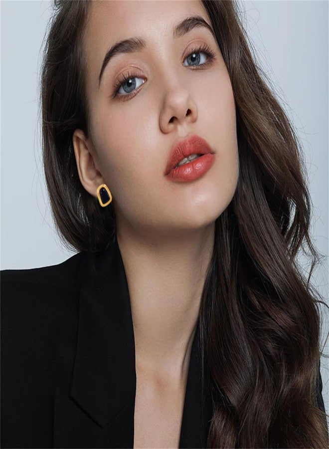 WCRAZYE Chunky Gold Square Earrings for Women Boho Vintage Geometric Stone Earrings Big Square Earring Stainless Steel Statement Geometric Stud Jewelry (Gold) - Image 5