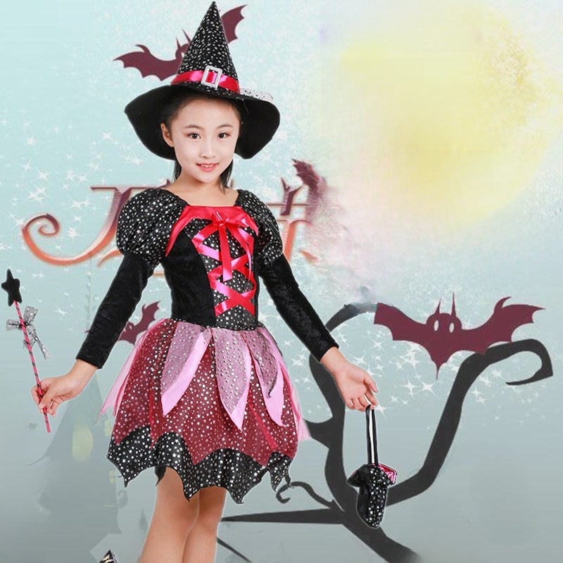 Kids Halloween Witch Costume Vampire Princess Witch Elf Witch Elf - Image 1