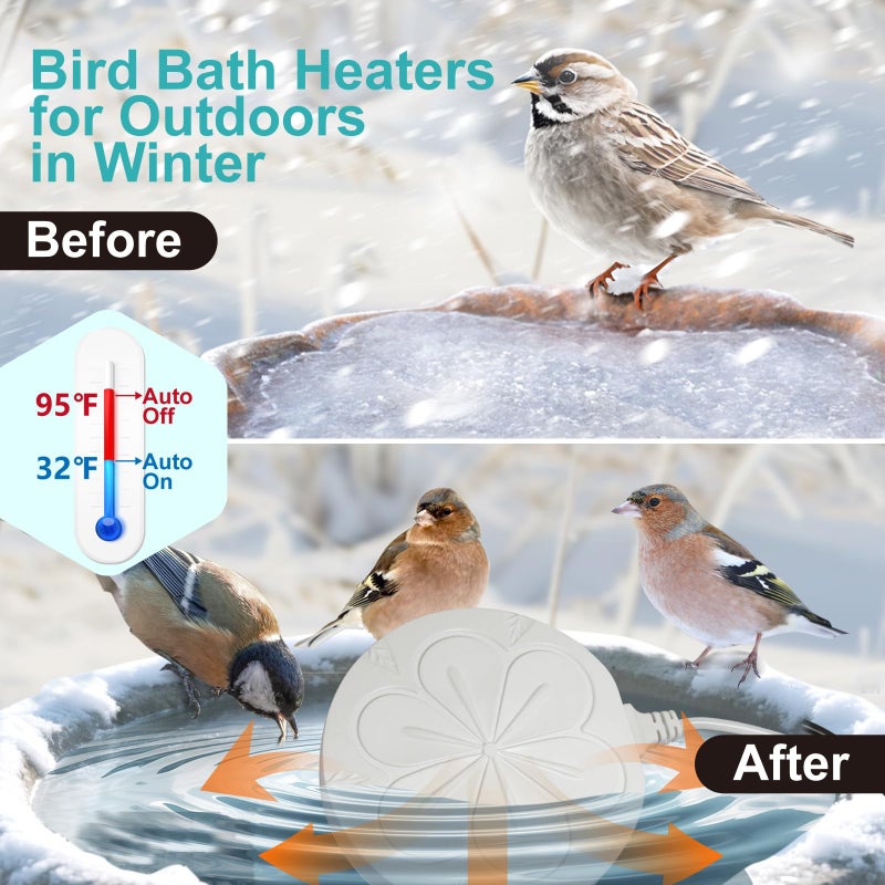 Poffattr 110W Bird Bath Heater for Outdoors in Winter, Submergible Cast Aluminum Chicken Water Heater with Thermostatically Controlled Bird Bath Deicer Pond Deicer for Livestock - Image 5