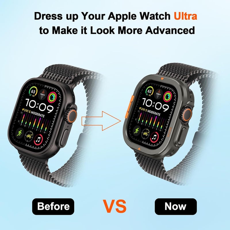 2 in-1 Metal Cover Compatible with Apple Watch Ultra 2/1 Case 49mm, Rugged Bumper with Back Protector for iWatch Ultra 49mm, Graphite - Image 4
