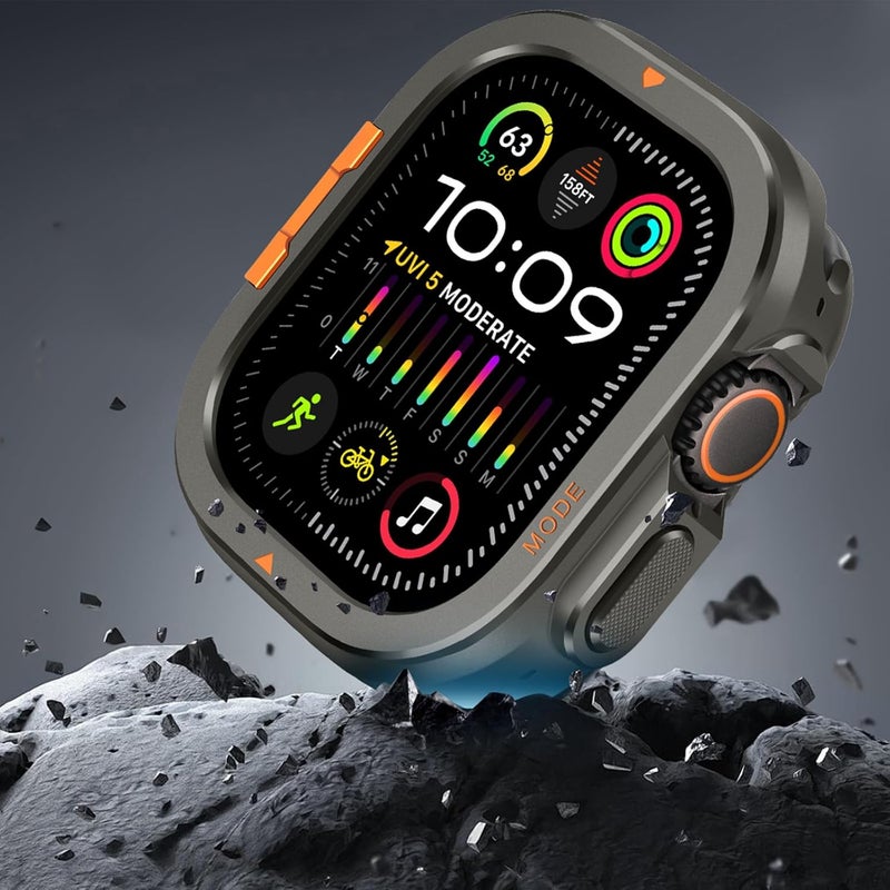 2 in-1 Metal Cover Compatible with Apple Watch Ultra 2/1 Case 49mm, Rugged Bumper with Back Protector for iWatch Ultra 49mm, Graphite - Image 5