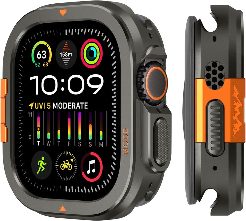2 in-1 Metal Cover Compatible with Apple Watch Ultra 2/1 Case 49mm, Rugged Bumper with Back Protector for iWatch Ultra 49mm, Graphite - Image 1