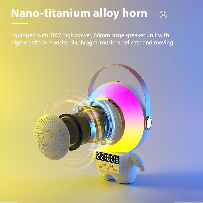 Mini Karaoke Machine Astronaut Shape Speaker Portable BT Mic and Speaker Set with 2 Wireless Microphone LED Color Light Handheld Mic Karaoke Gifts for Birthday Party Outdoor Home KTV Set - Image 4