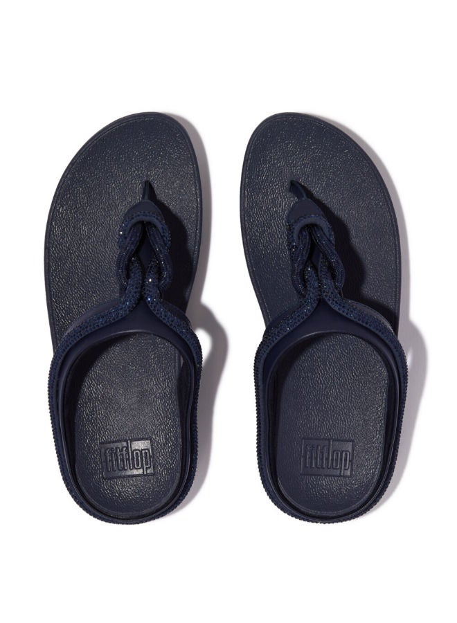 Fitflop Ladies Fino Crystal Toe Post FQ3-399 Navy - Image 1