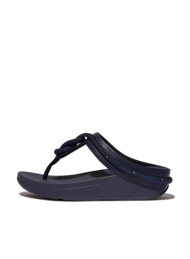 Fitflop Ladies Fino Crystal Toe Post FQ3-399 Navy - Image 5