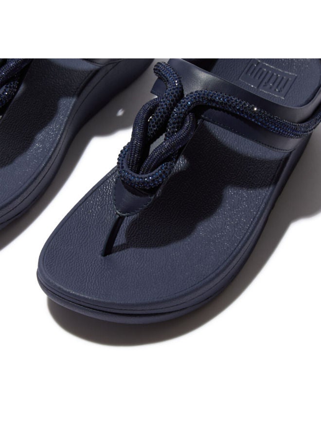 Fitflop Ladies Fino Crystal Toe Post FQ3-399 Navy - Image 2