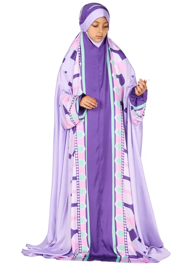 Sabr 'Divine Arches I' Kids Prayer Dress, Purple, 120cm