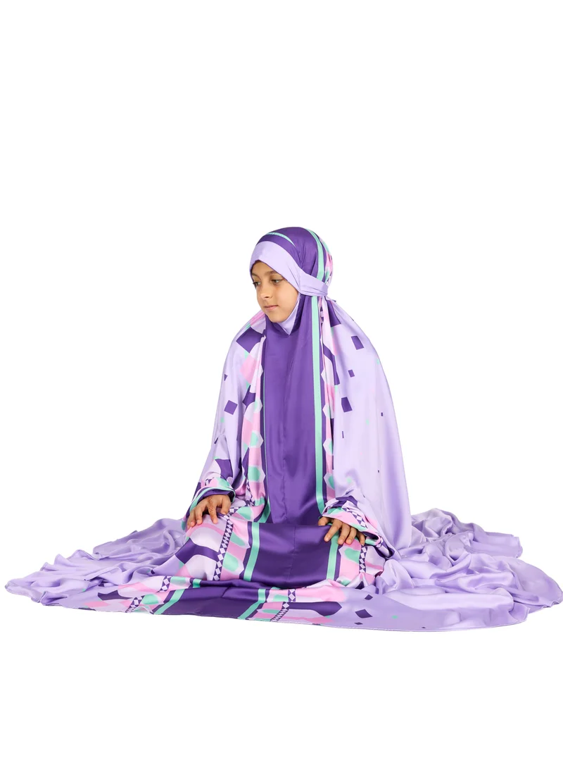 Sabr 'Divine Arches I' Kids Prayer Dress, Purple