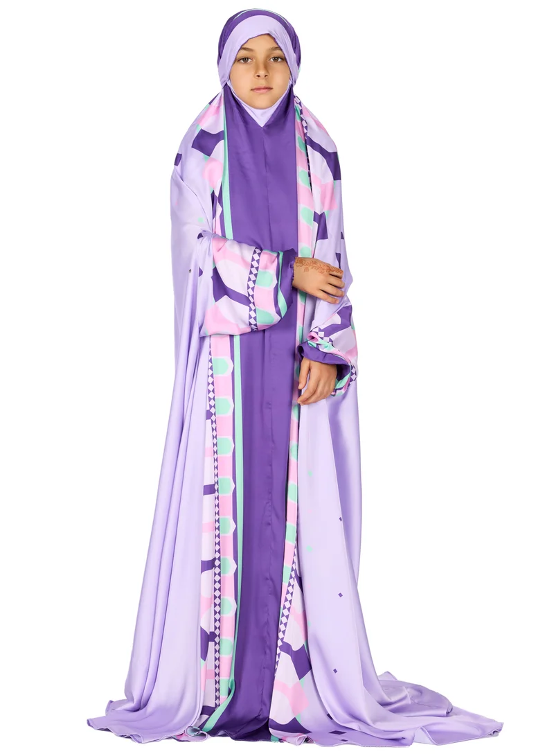 Sabr 'Divine Arches I' Kids Prayer Dress, Purple, 120cm