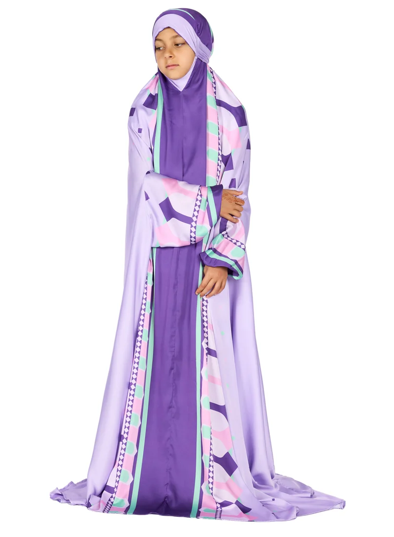 Sabr 'Divine Arches I' Kids Prayer Dress, Purple, 120cm
