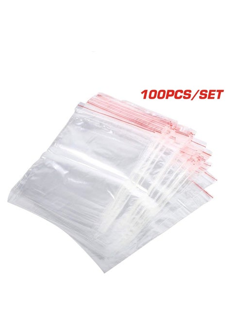 100 Resealable Clear Plastic Bags Set Zip Lock Storage Pouches For Storage Multiuse Self Locking Zipper Bag No. 9 Size 20 * 28 CM