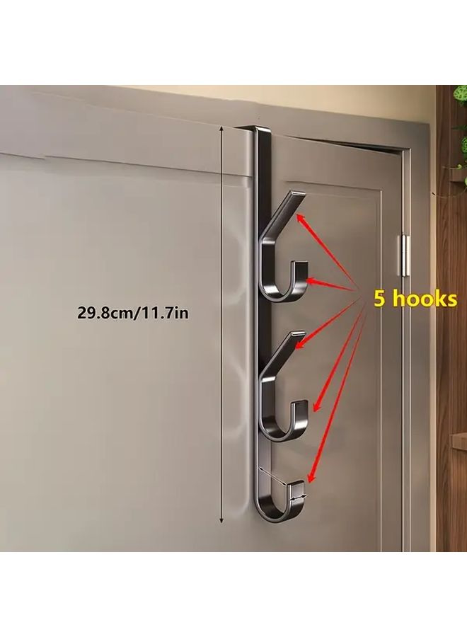 Heavy Duty Metal Door Hooks Set 5 Pack Easy No Tool Installation Coat Hat Bag Storage Organizer - Image 4